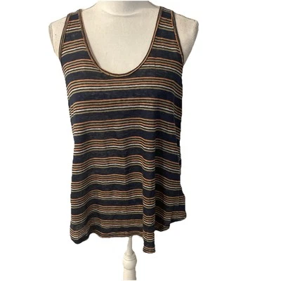 Camiseta sin mangas We The Free Free People talla XS holgada de lino a rayas Foto 1 de 4