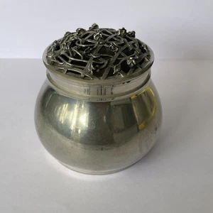 LOVELY VINTAGE RETRO CROWN AND ROSE CAST PEWTER POTPOURRI POT - LONDON - Picture 1 of 6