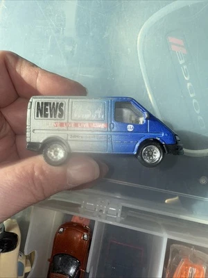 USA News Ford Transit Van 1999 Die-Cast Golden Wheels Blue Gray Loose - Image 1 of 4