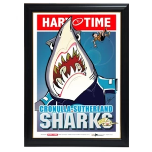 Cronulla Sharks, Nrl Mascot Harv Time Print Framed - Picture 1 of 1