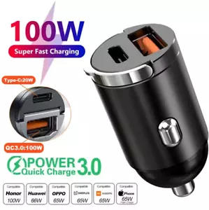 Car 200W Dual Port Mini USB Charger Ultra Fast Charging Cigarette Lighter-Socket - Imagen 1 de 10