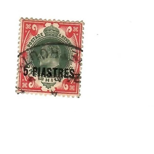 British Levant 1909 5 piastras en 1 chelín fino usado - Imagen 1 de 1