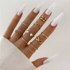 Women Boho Stack Plain Above Knuckle Ring Midi Finger Tip Rings Jewelry Set Gift