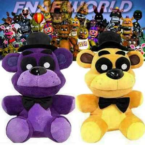 2PCS FNAF Five Nights at Freddy's PURPLE Shadow + GOLD Bear Plush Plushie Toy (D - Picture 1 of 4