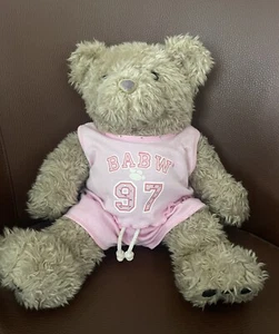 Build A Bear Curly Teddy Bear With Paws Pink Cheer BABW 97 Outfit - Vintage 1997 - Bild 1 von 7