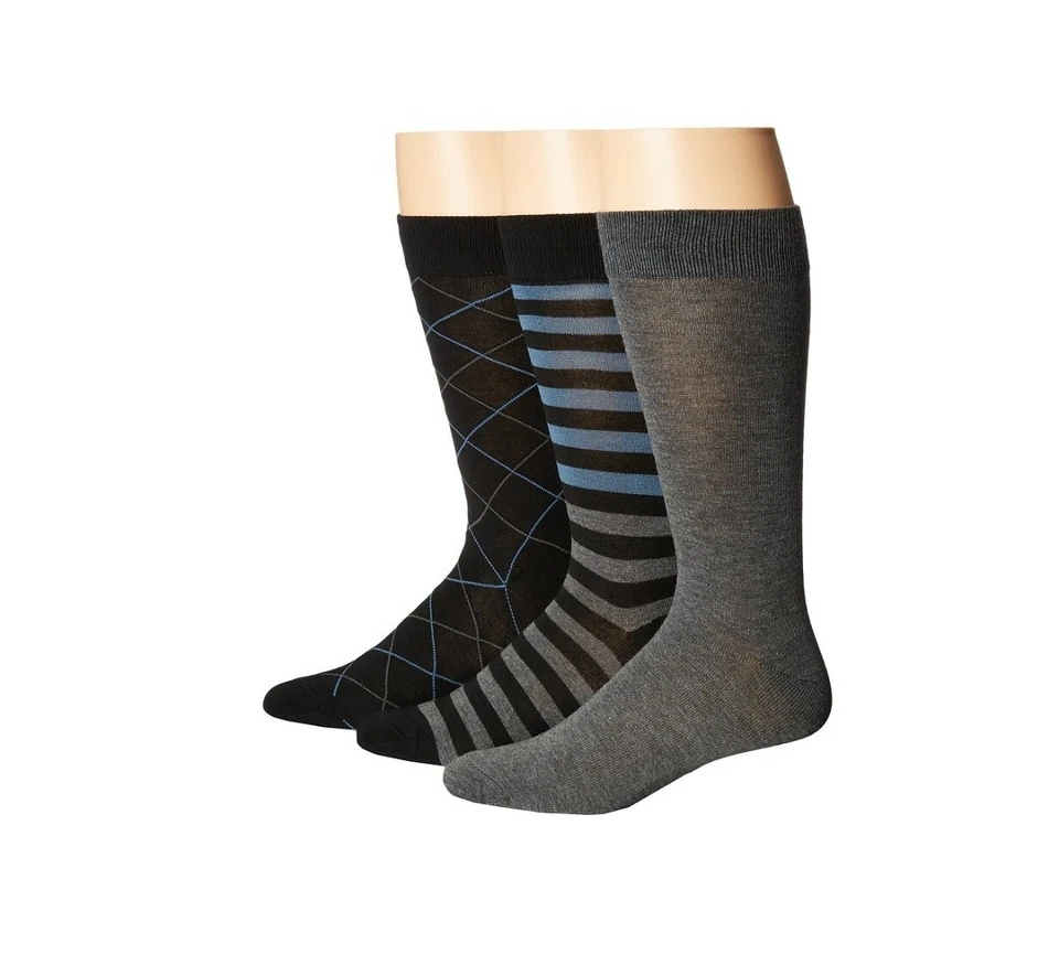 Paquete de 3 calcetines Steve Madden con patrón de tripulación para hombre corte redondo zapatos E1826 Foto 1 de 1