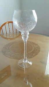 Vaso de vino tinto grande vintage de 14" de altura con diseño de vidrio agrietado - Imagen 1 de 8