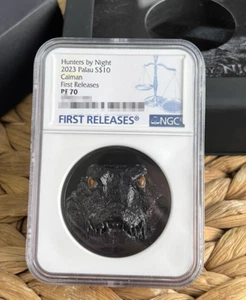 NGC PF 70 2023 Palau S$10 Caiman First Releases Hunter by Night Collectible Coin - Picture 1 of 2