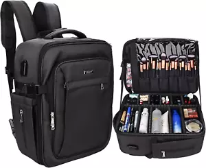 Makeup Backpack, Professional Makeup Case Extra Large Travel Train Case Makeup B - Picture 1 of 9