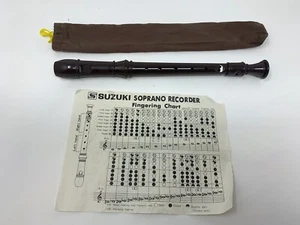 Suzuki Vintage Soprano Recorder Flute SRE-505 Brown w Cloth Bag - Picture 1 of 6
