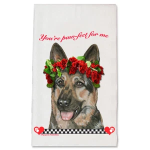 German Shepherd Valentine's Day Kitchen Dish Towel Pet Gift - Picture 1 of 1