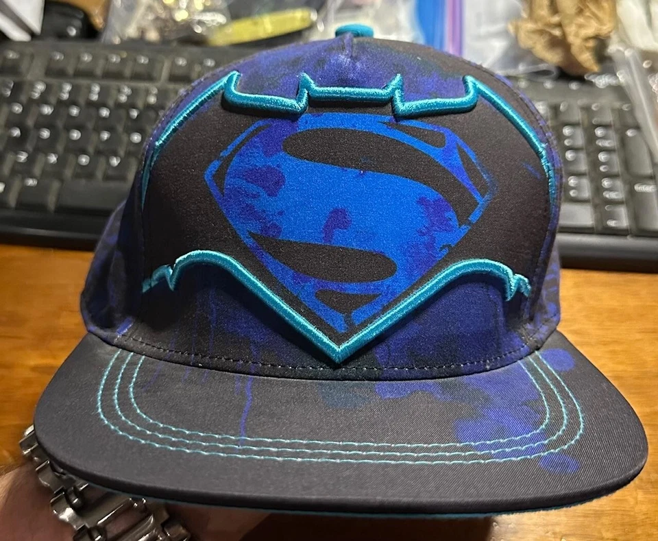 Batman VS Superman Dawn Of Justice DC Comics L/XL Snapback Blue Black Cap Hat QP - Изображение 1 из 4