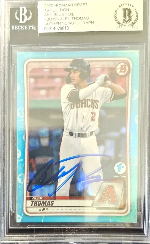 Alek Thomas Arizona Diamondbacks Signed 2020 Bowman Sky Blue RC Card Beckett - Image 1 of 3