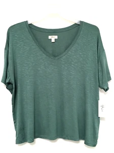 Style & Co Women's Size XL Sagebrush Green Drapey High Rise Short Sleeve T-Shirt - Picture 1 of 8