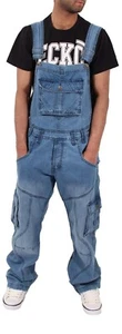 Peto cargo vaquero holgado Peviani para hombre 100 % algodón piedra y azul lavado oscuro - Imagen 1 de 9