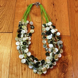 Collar de cáscara de racimo verde 21"" a 23"" longitud ajustable 7 cuentas de semillas de hebras - Imagen 1 de 5