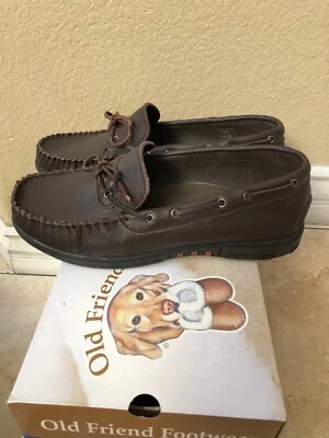 Old Friend Footwear Men’s Genuine Leather Moccasin Chocolate Size 11.5 New - Image 1 of 4