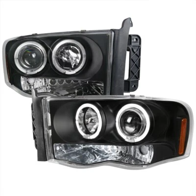 02-05 Dodge RAM 1500 03-05 2500/3500 Doble Halo con Faro de Proyecto LED Negro Foto 1 de 4