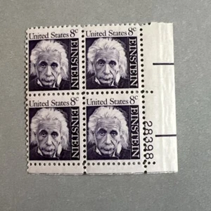 Albert Einstein Plate Block 1285 8¢ Stamp - Picture 1 of 5