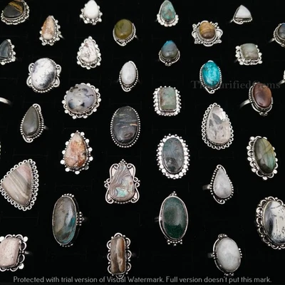 Assorted Gemstone Ring Lot / Natural Crystal Rings for Gift / Minimalist Rings - Image 1 of 4