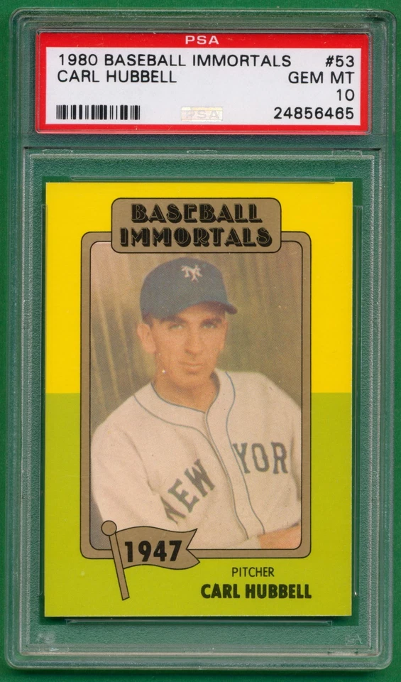 1980 Baseball Immortals Carl HUBBELL  PSA 10  1st Print TOP POP 1 of 1 #53 - Image 1 of 1