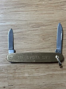 Vintage Anvil USA 2 Blade Gentlemen’s Pocket Knife Gold Tone / “Las Vegas ‘83” - Picture 1 of 4