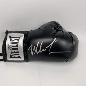 Autographed/Signed MIKE TYSON Imperfect Black Everlast Boxing Glove Hologram COA - Picture 1 of 4