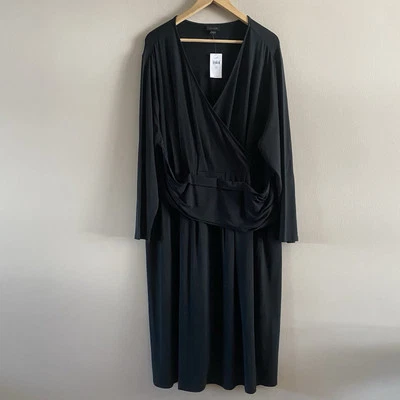 Новый с Ярлыками J. Jill Wearever коллекции женщин черный v-образным вырезом искусственного надежном Midi платье Sz. 3X - Изображение 1 из 4