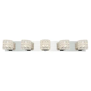 Prizm Chrome 5-light LED Vanity Light with Crystal Glass Chrome Modern & Contemp - Picture 1 of 2
