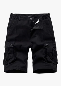 ICKER Men's Cargo Shorts Loose Fit Multi Pocket Cotton Shorts Black Size XL - Picture 1 of 10