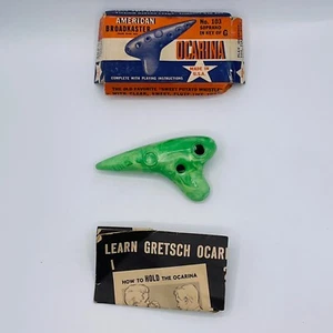 Vintage Gretsch Ocarina Flauto Soprano G Swirl Plastica Strumento Musicale Verde #B - Foto 1 di 14