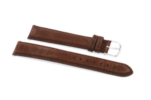 TIMEX LONG 18MM BROWN PADDED STITCHED  LEATHER WATCH BAND  - Picture 1 of 3