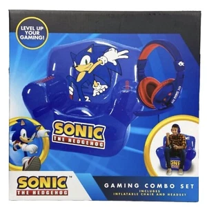Set combinato gioco SEGA Sonic The Hedgehog include sedia gonfiabile blu e cuffie - Foto 1 di 8