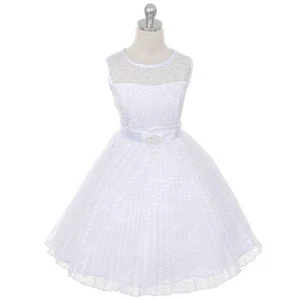 BLANCO Talla 6 Vestido Floral Encaje Niña Cumpleaños Boda Dama de honor Recital Fiesta - Imagen 1 de 3