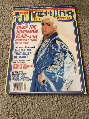 OCTOBER 1987 PWI WRESTLING MAGAZINE NWA RIC FLAIR & TED DIBIASE POSTER WWF 1980s Cover