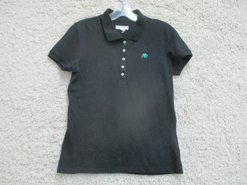 Camisa Aeropostale Grande Juvenil Negra Deletreada Logotipo Repujado Elastizada Niñas YLG Foto 1 de 4