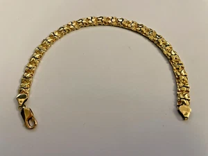 Solid 14k Yellow Gold Nugget Style Bracelet 7.5" long 19.845 grams - Picture 1 of 9