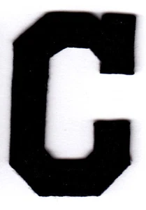 BLACK BLOCK LETTER "C" (1 7/8") - Iron On Embroidered Applique Patch - Picture 1 of 2