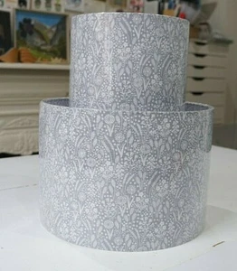 Handmade Lampshade - Makower Meadow Floral - White on Light grey - Picture 1 of 4