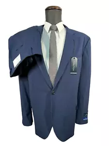 NEW NAUTICA Mens Blue STRETCH ATHLETIC FIT Flat 2 Pc Suit 54R Jacket 49x31 Pant - Picture 1 of 13