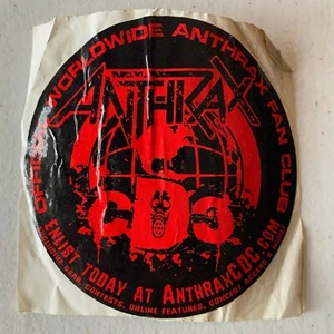 Pegatina de parachoques vintage de los 80 ANTHRAX - oficial del club de fans en todo el mundo Alist hoy - Imagen 1 de 4