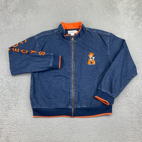 Oklahoma State Cowboys Jacket Mens Large Blue Denim Full Zip NCAA OSU Football Cover