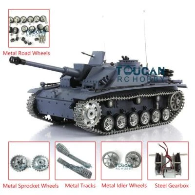 Henglong 1/16 7.0 Scale Customized Stug III RTR RC Tank 3868 Metal Tracks Wheels - Image 1 of 4