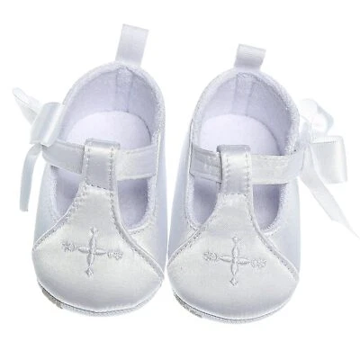 Booulfi Baby Girls Baptism Christening Shoes Booties White Size 12-18 Months - Image 1 of 4