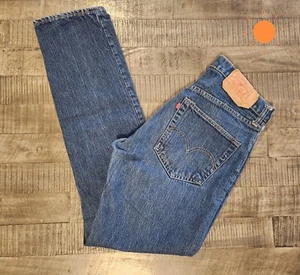 VTG 1976 505-0217  Levi's Jeans Men Size 34×34  Dark Wash Blue Made In USA SF207 - Picture 1 of 17