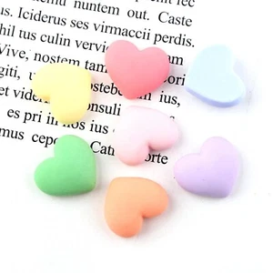 50pcs Mixed Matte Color Flatback Resin Mini Heart 14mm Decor Cabochon Scrapbook - Picture 1 of 6