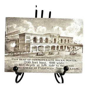 Antiker Wedgwood 1914 Kalender Werbung Fliese Pier Head of Commonwealth Boston - Bild 1 von 6