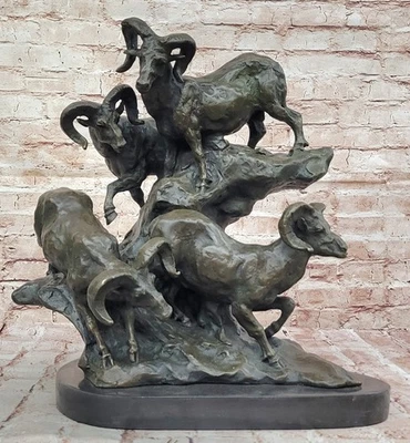 Handcrafted Bronze Ram Sculpture Figurine Desk Ornament Animal Collectible Home - Imagem 1 de 4