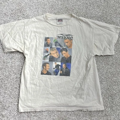 Vintage NSYNC Shirt Youth Large White Boy Band 1999 Pop Concert Tee Tultex 90s - Image 1 of 4