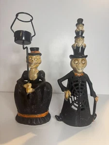 Yankee Candle Boney Bunch Skeleton Couple – Rare Halloween Figurine Set - Picture 1 of 19